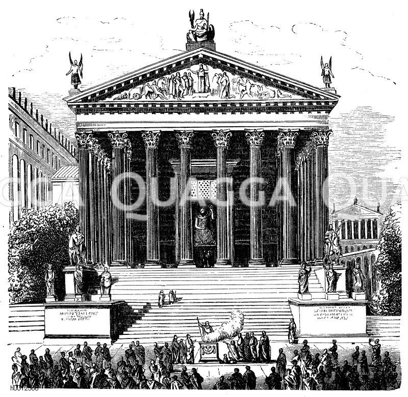 Tempel des Jupiter Stator (Vordere Ansicht), höchste Gottheit der römischen  Mythologie (Himmelsvater) - Quagga Illustrations
