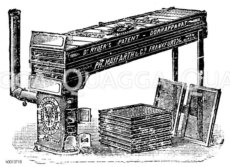 Kleiner Dörrapparat mit schrägliegendem Dörrschacht Zeichnung/Illustration