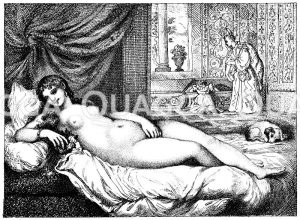 Die schöne Herrin. Kupferstich von Th. Rowlandson nach einem Gemälde von Tizian Zeichnung/Illustration