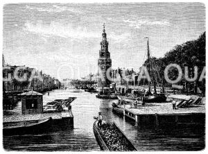 Kanal (Alte Schanze) in Amsterdam Zeichnung/Illustration