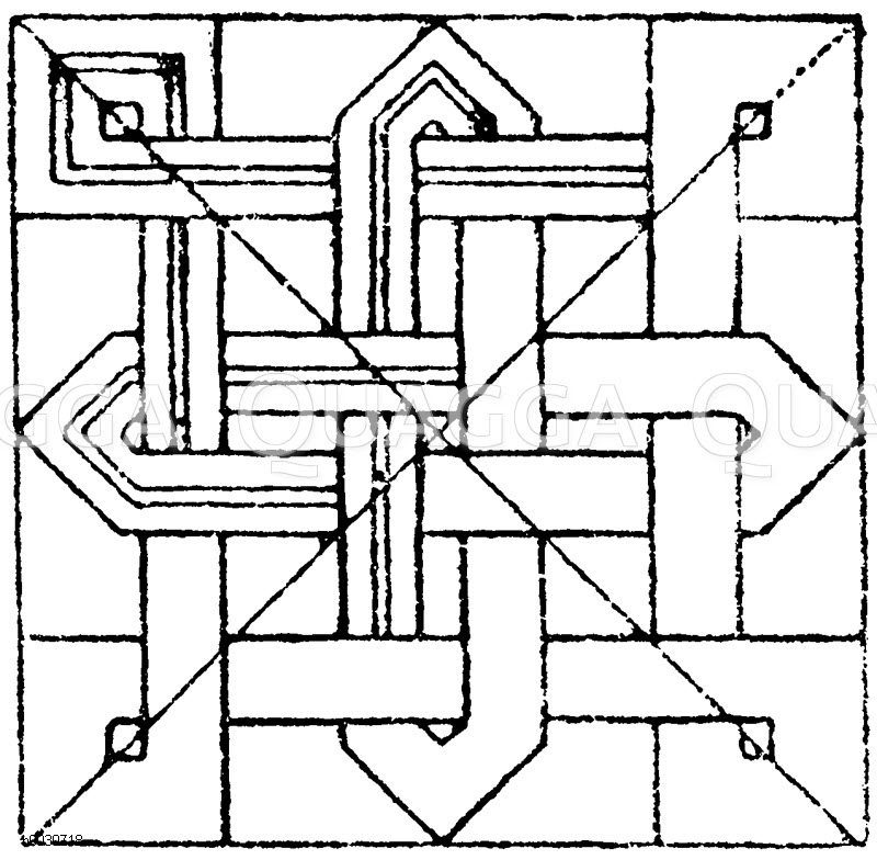 Quadrat: Einlegearbeit aus dem 14. oder 15. Jahrhundert. Sammlung Sauvageot. (Racinet) [Digital]