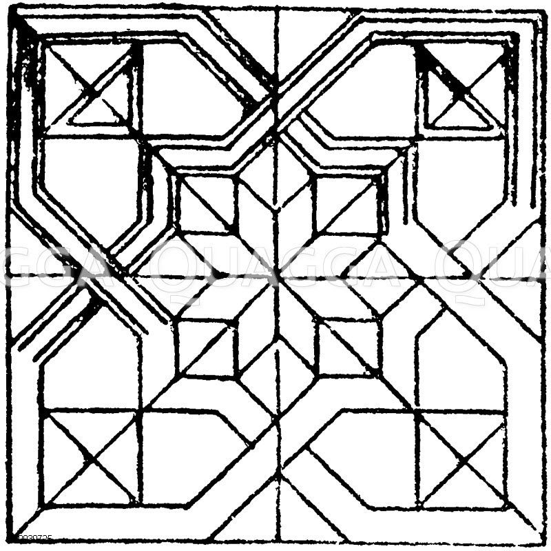 Quadrat: Einlegearbeit aus dem 14. oder 15. Jahrhundert. Sammlung Sauvageot. (Racinet) [Digital]