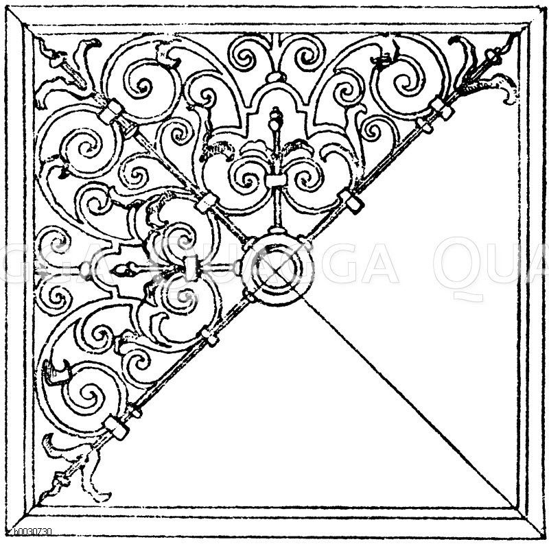 Quadrat: Füllung von einer schmiedeisernen Tür, 1713 in Oxford gefertigt (L'art pour tous) [Digital]