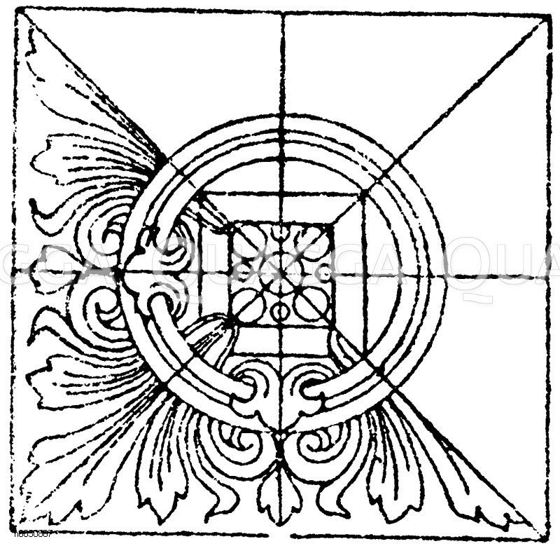 Quadrat: Motiv von einer Buchverzierung aus dem 10. Jahrhundert Bibliothek des Herzogs von Devonshire. (Racinet) [Digital]