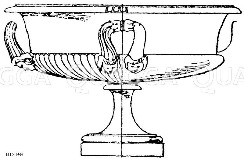 Antiker vierhenkeliger Krater aus Marmor, gefunden bei Ostia. Offenbar einem Metalloriginal nachgebildet. [Digital]