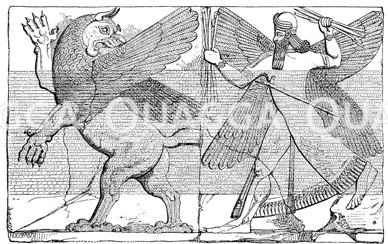 Merodach mit dem Drachen kämpfend. Relief aus Nimrud [Digital]