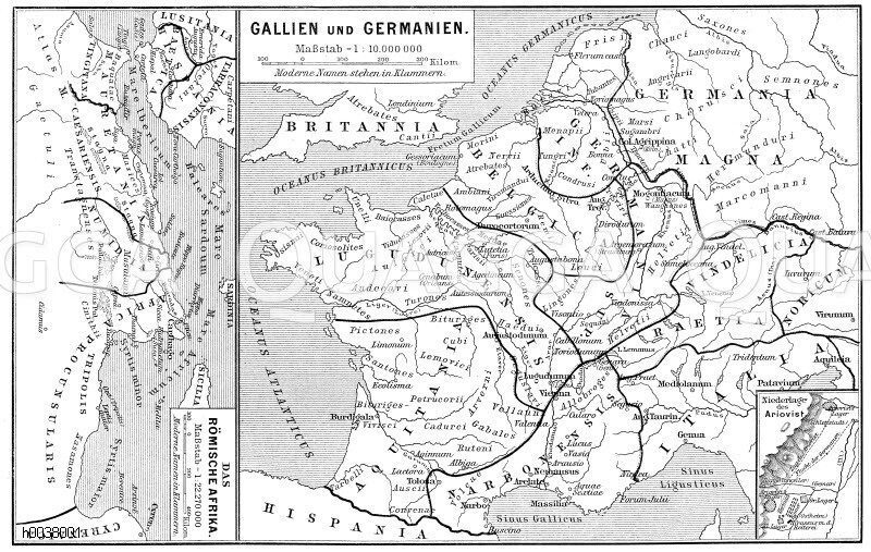 Karte von Gallien und Germanien. Das römische Afrika - Quagga Illustrations