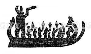 Bemanntes Schiff aus der Bronzezeit Zeichnung/Illustration