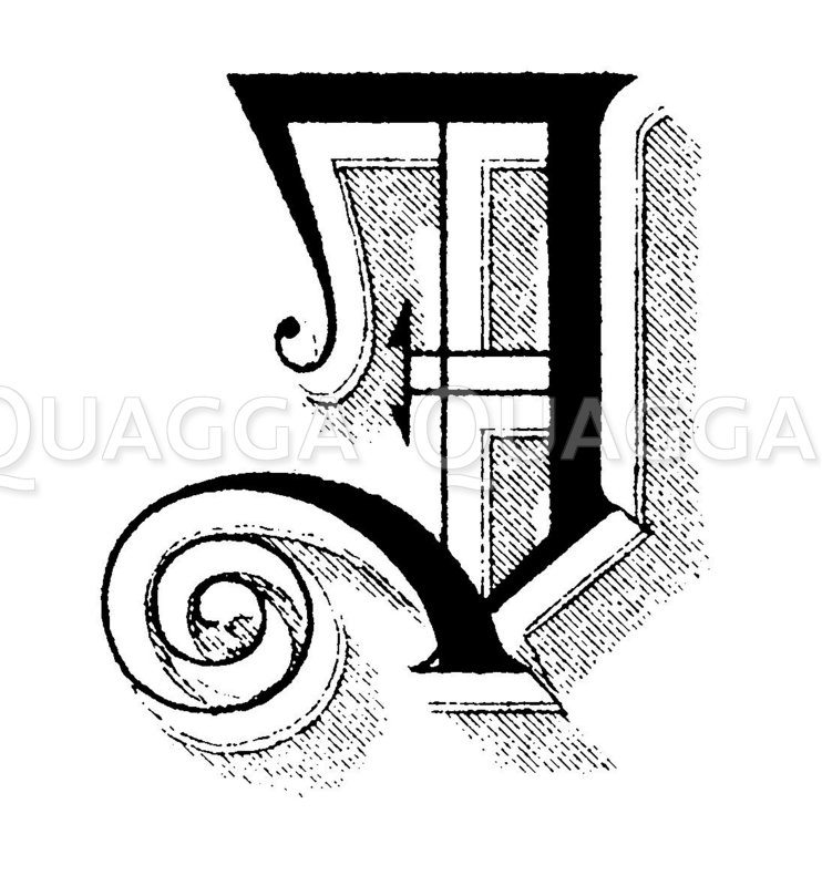 Buchstabe I J Schriftart Phantasie Altgotisch Quagga Illustrations