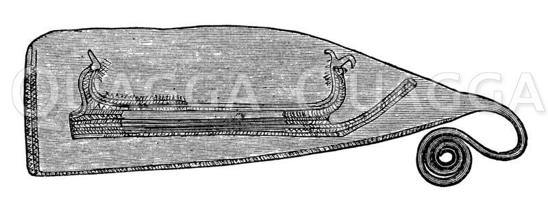 Dänisches Messer mit Schiffsornament Zeichnung/Illustration