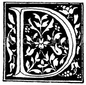 Lateinische Renaissanceschrift: Buchstabe D. Initial. Italienische Renaissance. (Formenschatz) Zeichnung/Illustration