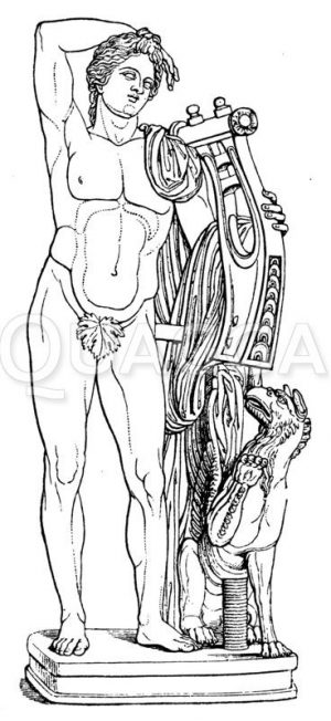 Apollon mit Leier und Greif Zeichnung/Illustration