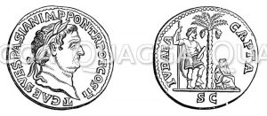 Kupfermünze Vespasians nach Jerusalems Fall