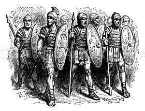 Römische Legionäre (Legionssoldaten) mit Pilum