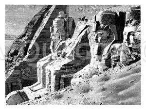 Fassade des Felsentempels zu Abu Simbel in Nubien