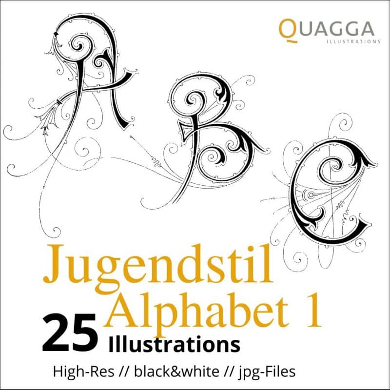 Jugendstil-Alphabet 1: 25 historische Illustrationen [Digital]