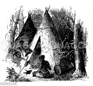 Indianer am Zelt