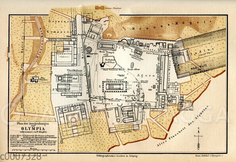 Plan der Ausgrabungen in Olympia