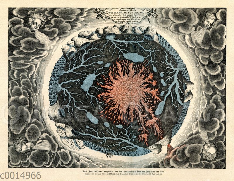 Das Zentralfeuer umgeben von den unterirdischen Seen und Flussläufen der Erde.