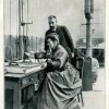 Marie Curie und Pierre Curie in ihrem Labor