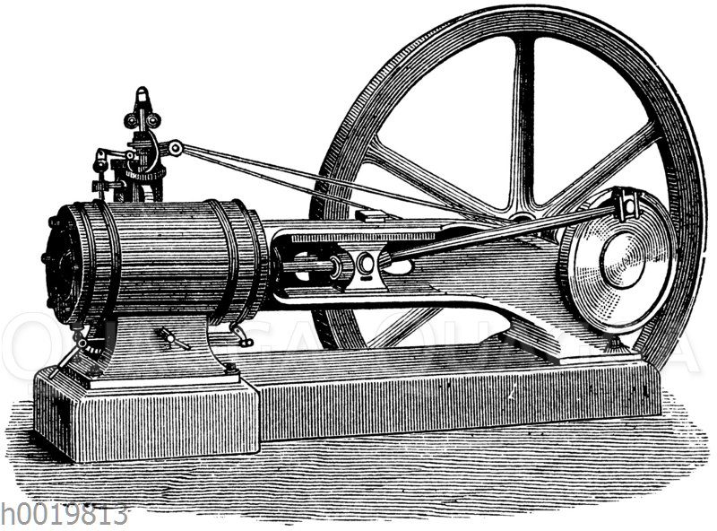 Horizontaldampfmaschine mit Hohlbalkenführung