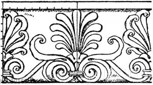 Simaornament: Marmorfries von einem Grabmal in Sta. Maria sopra Minerva in Rom. Ital. Renaissance.