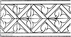 Blattbänder und Rankenbänder: Von einem Glasfenster aus der Kathedrale in Bourges. 14. Jahrhundert (Racinet)