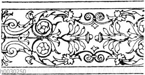 Blattbänder und Rankenbänder: Bordüre plastisch verzierter Halbsäulen aus Sta. Trinità in Florenz. (Ital. Renaissance)