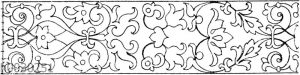 Blattbänder und Rankenbänder: Intarsiafries vom Chorgestühl in San Domenico in Bologna. Ital. Renaissance.
