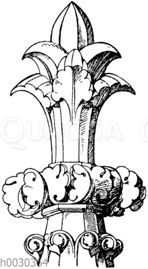 Kreuzblume: Frühgotische Kreuzblume vom südlichen Turm der Kathedrale in Chartres. 13. Jahrhundert. (Musterornamente)