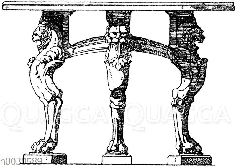 Trapezophor: Dreifüßiger Tisch. Römisch. Füße Marmor