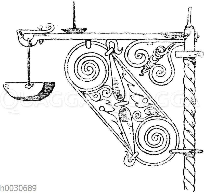 Schmiedeiserner Weihwasserbeckenträger von einem Grabkreuze auf dem Friedhof zu Kirchzarten