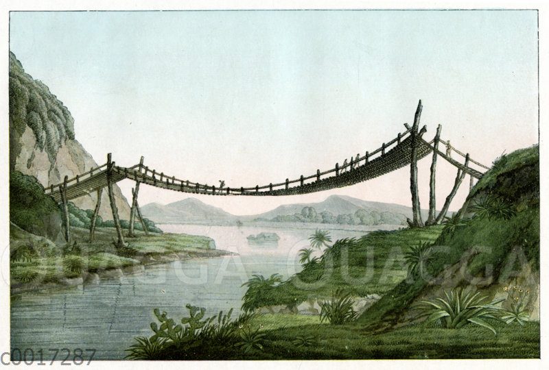 Südamerikanische Seilbrücke. Nach einer Zeichnung von Alexander von Humboldt