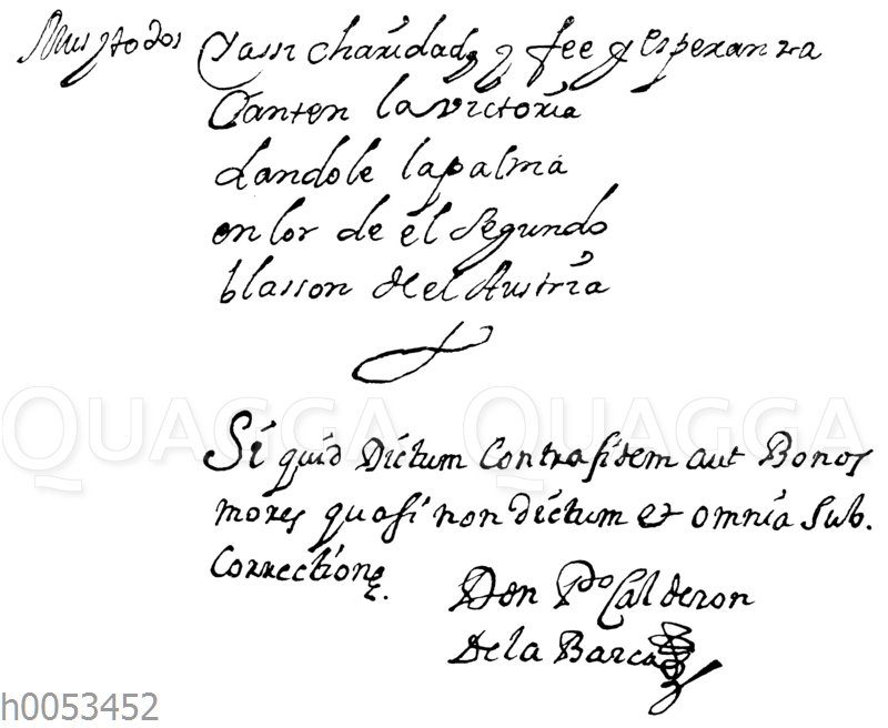 Schlusszeilen einer Calderon-Handschrift in der Münchener Staatsbibliothek