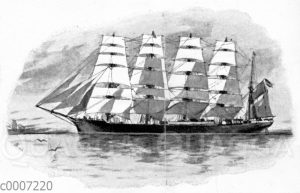 Hamburger fünfmastiges Stahlsegelschiff