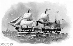 Erstes deutsch-amerikanisches Postdampfschiff .Washington* (1847).