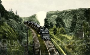 Lokomotive und Wagons auf der 'Schiefen Ebene' zwischen Marktschorgast und Neuermarkt (Oberfranken)