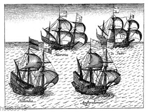 Niederländische Handelsflotte auf dem Wege nach Ostindien