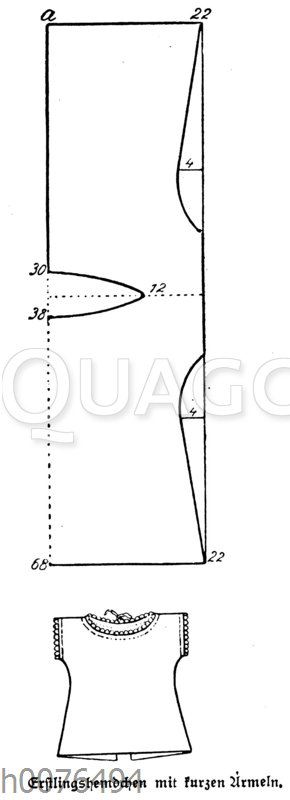 Erstlingshemdchen mit kurzen Ärmeln: Schnittmuster